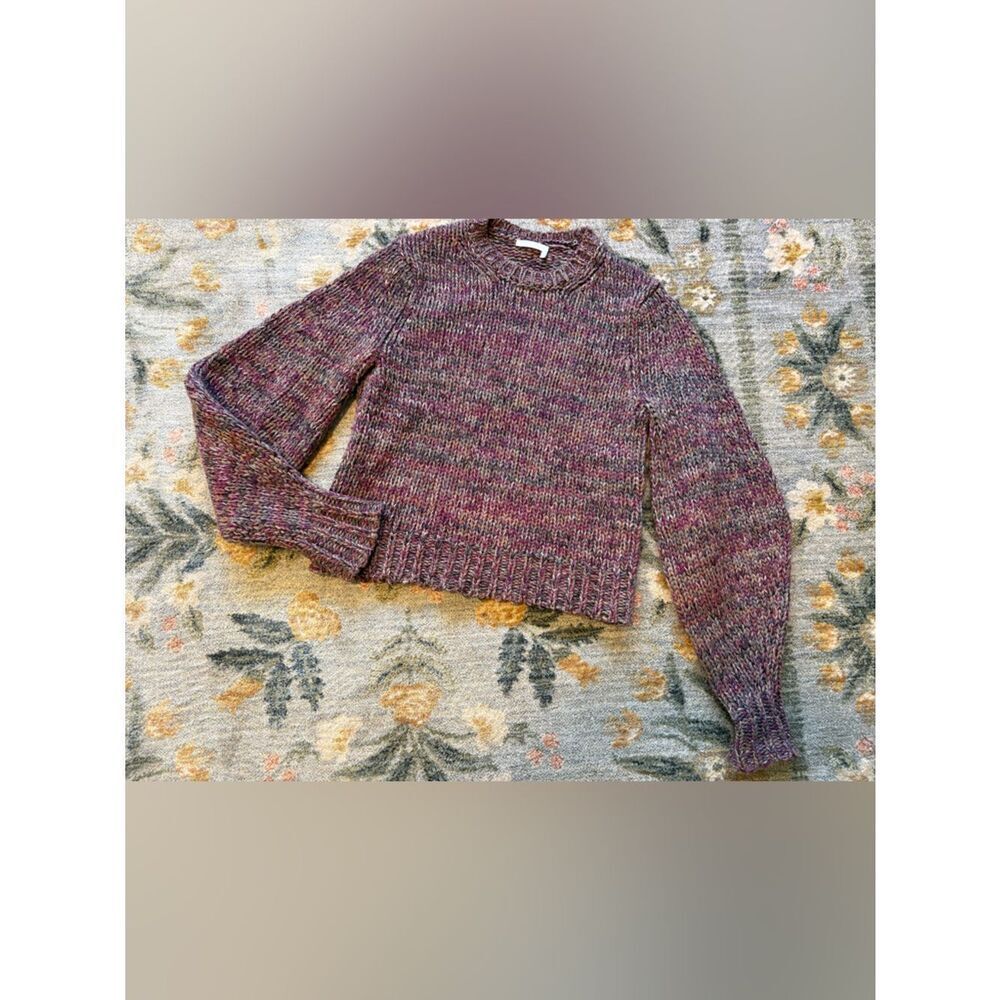 Chloe Womens Cashmere and Wool Sweater Chunky Knit Purple